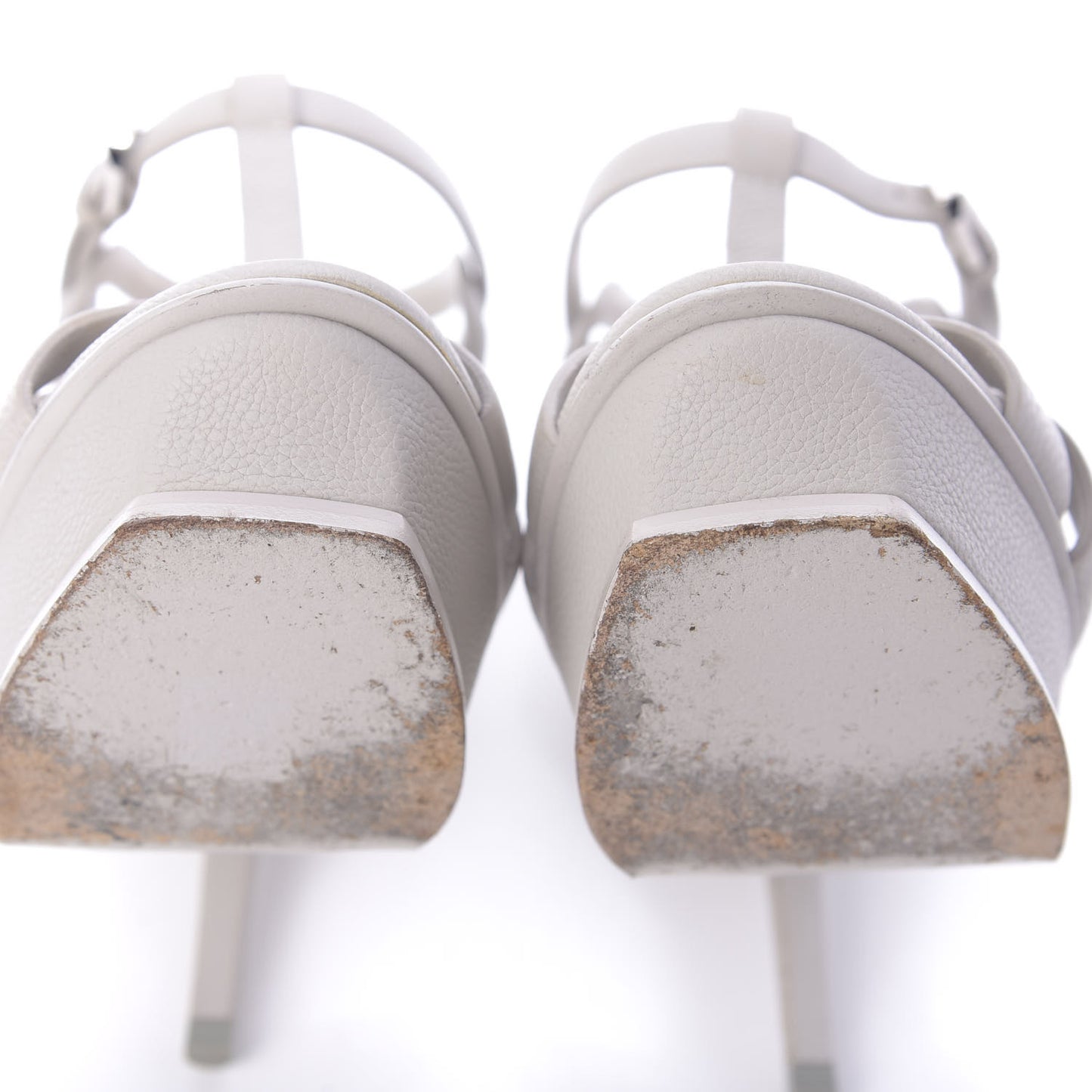 Textured Calfskin Tribute 105 Platform Sandals 37.5 Light Grey