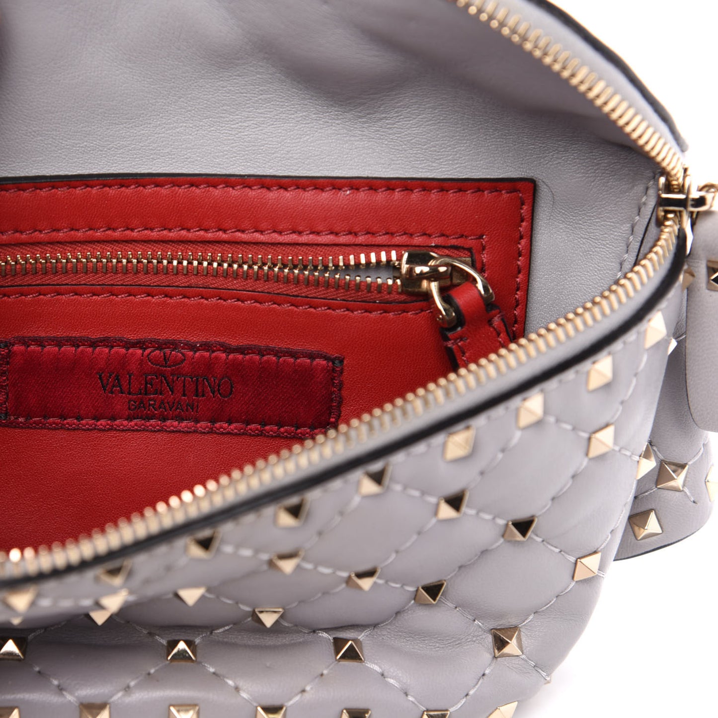 Nappa Rockstud Spike Belt Bag 95 Pastel Grey
