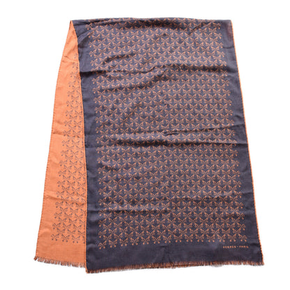 Hermes Cashmere Silk Whispering Horses Echarpe Muffler Orange Gris 2 of 5