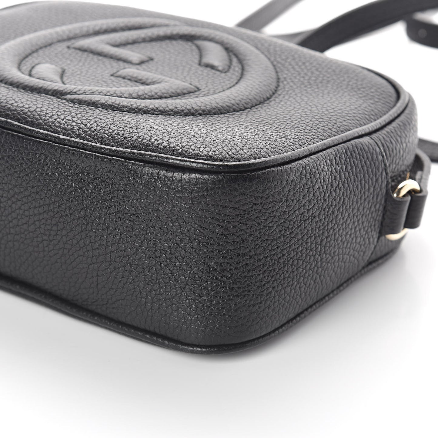 Pebbled Calfskin Small Soho Disco Bag Black