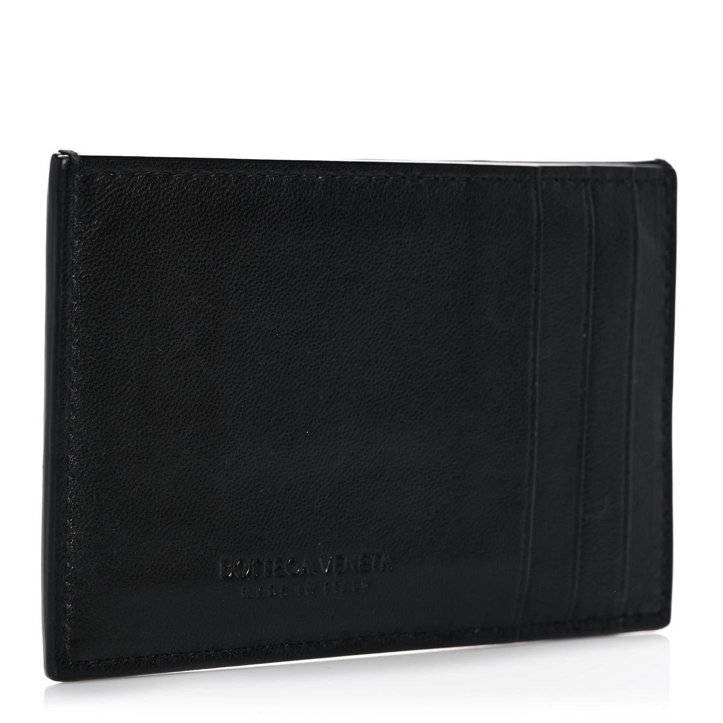 Nappa Intreccio Cassette Credit Card Holder Black