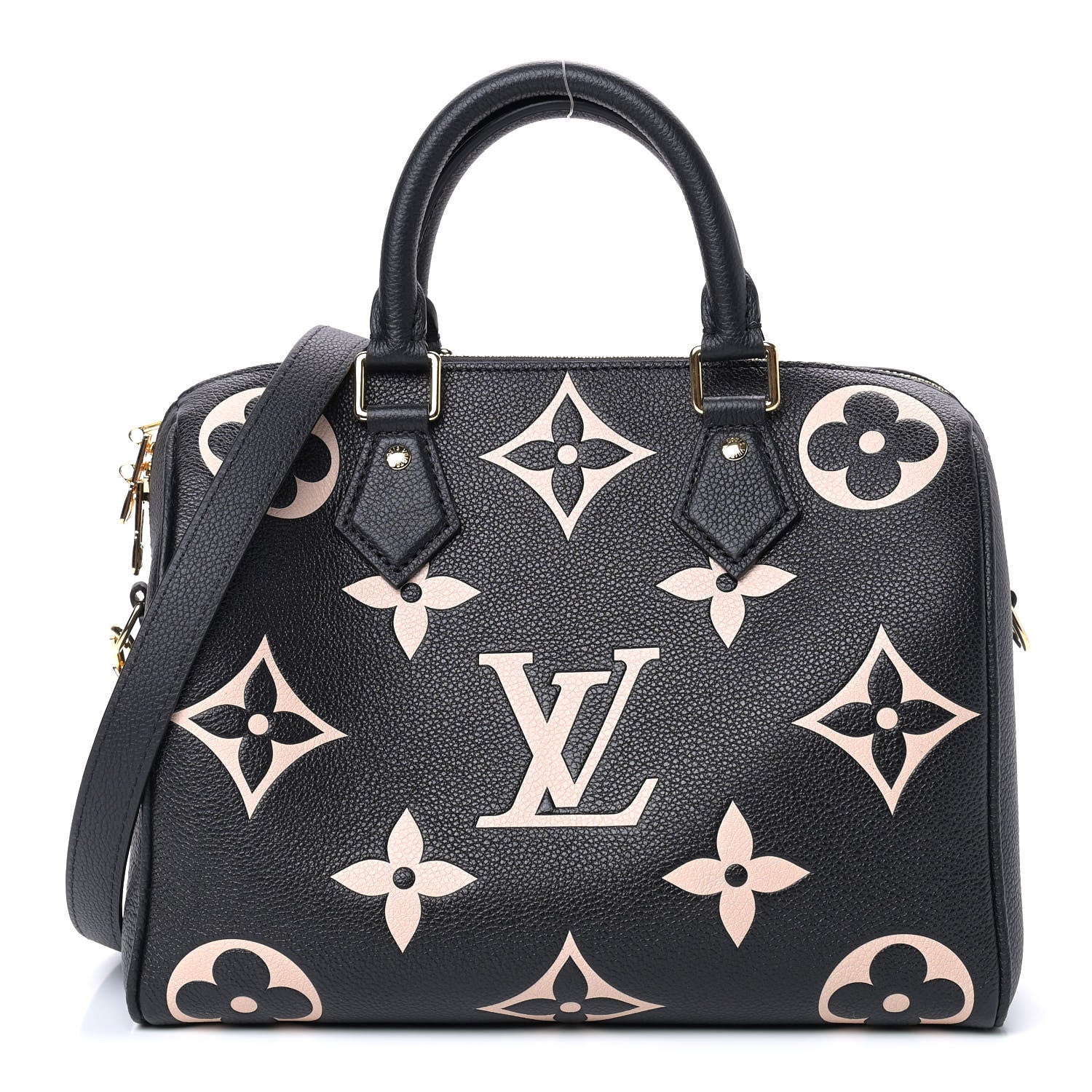 Louis Vuitton Empreinte Monogram Giant Speedy Bandouliere 25 Black Beige 1 of 8