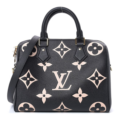 Louis Vuitton Empreinte Monogram Giant Speedy Bandouliere 25 Black Beige 1 of 8