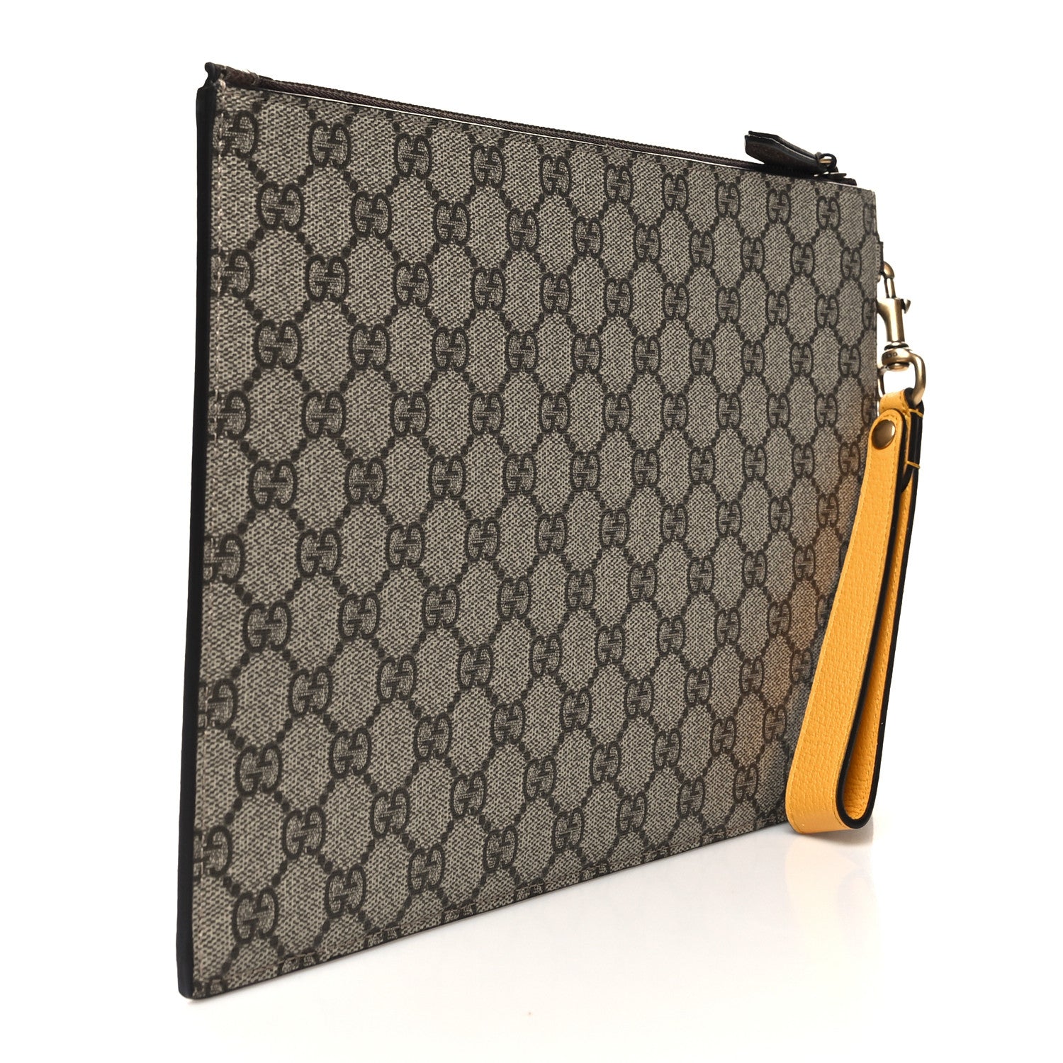 Gucci GG Supreme Monogram Neo Vintage Zip Wristlet Pouch Beige New Acero Crop 3 of 11