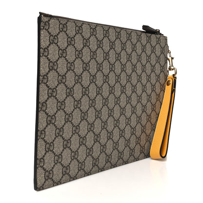Gucci GG Supreme Monogram Neo Vintage Zip Wristlet Pouch Beige New Acero Crop 3 of 11