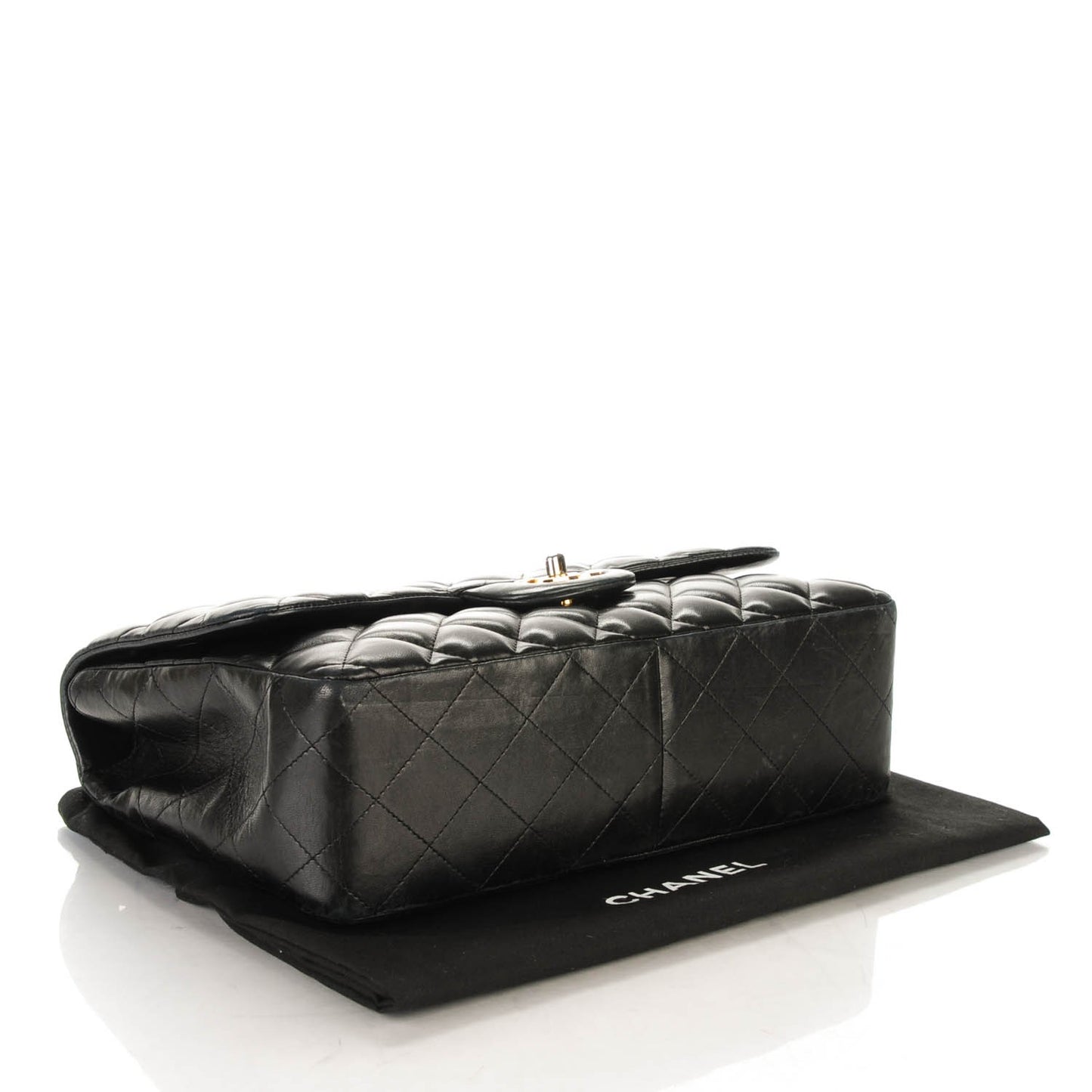 Lambskin Quilted Jumbo Single Flap Black