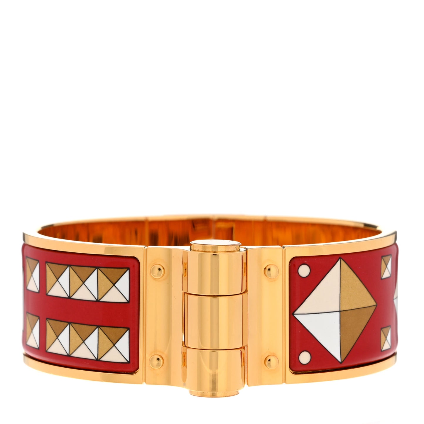 Enamel Printed Wide Colliers De Chiens Hinged Bracelet L La Vie En Rouge