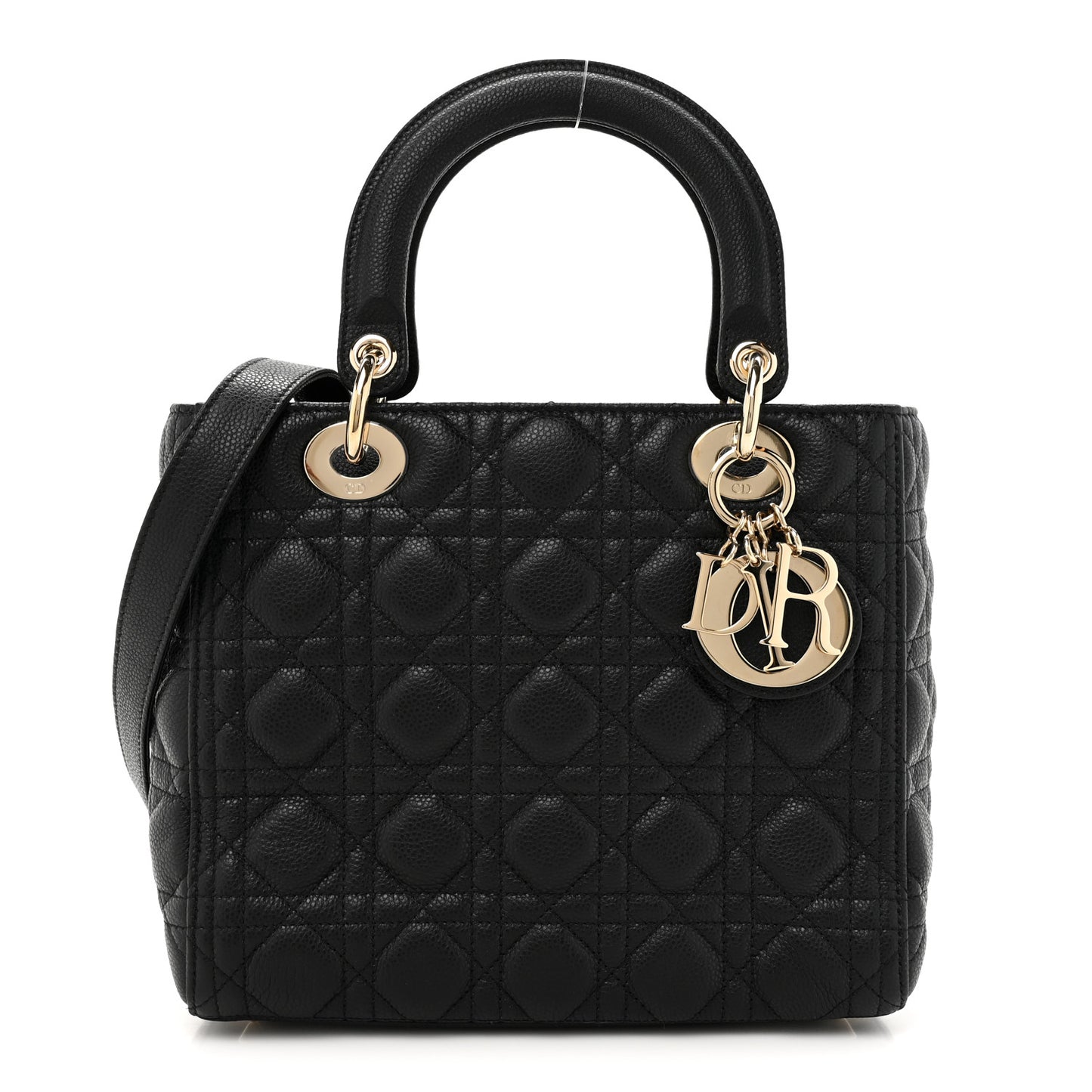 Grained Calfskin Cannage Medium Lady Dior Black