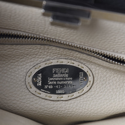 Fendi Cuoio Romano Selleria Bi-Color Large Peekaboo Iconic Satchel Asfalto Latte 9 of 13