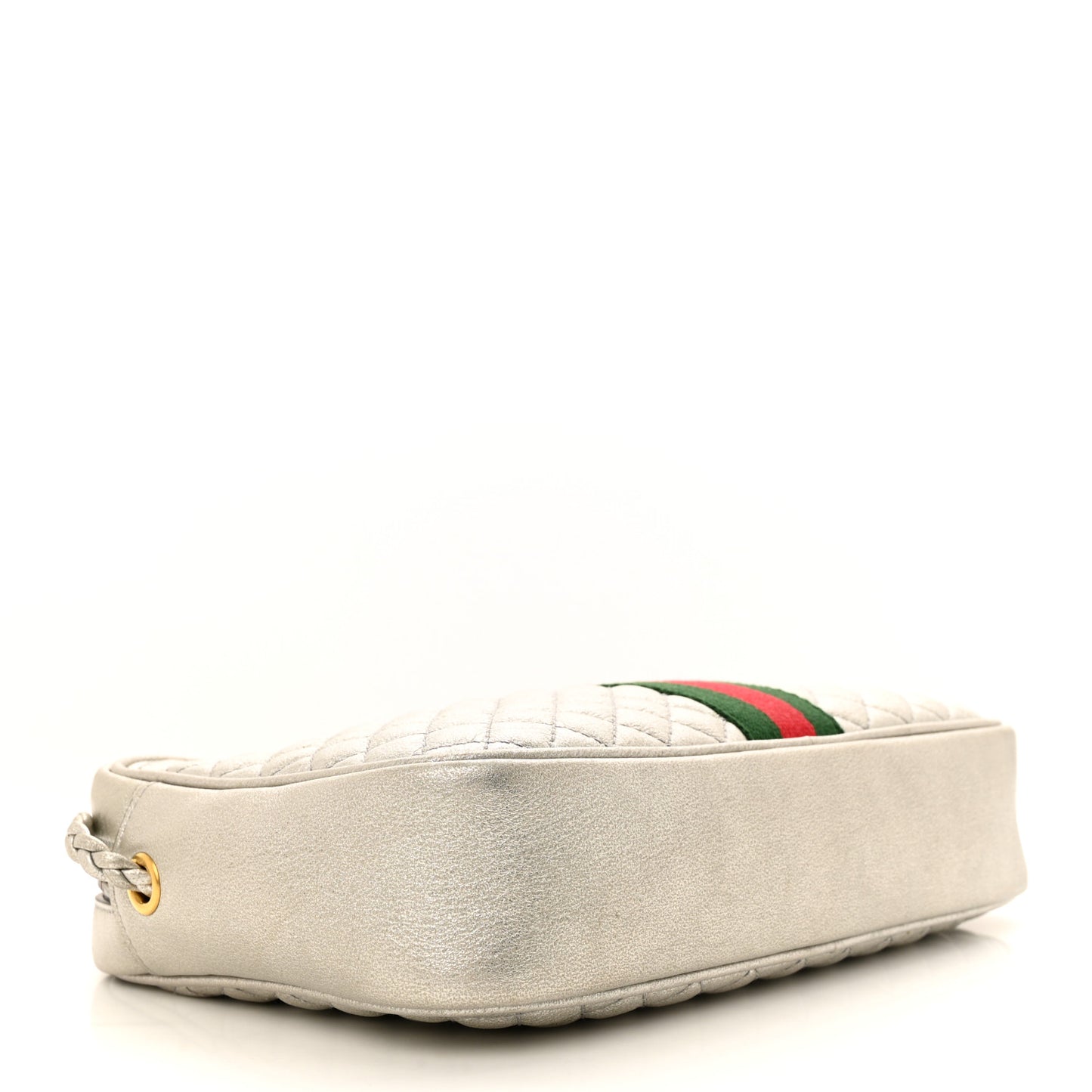 Laminated Nappa Web Trapuntata Small GG Shoulder Bag Argento