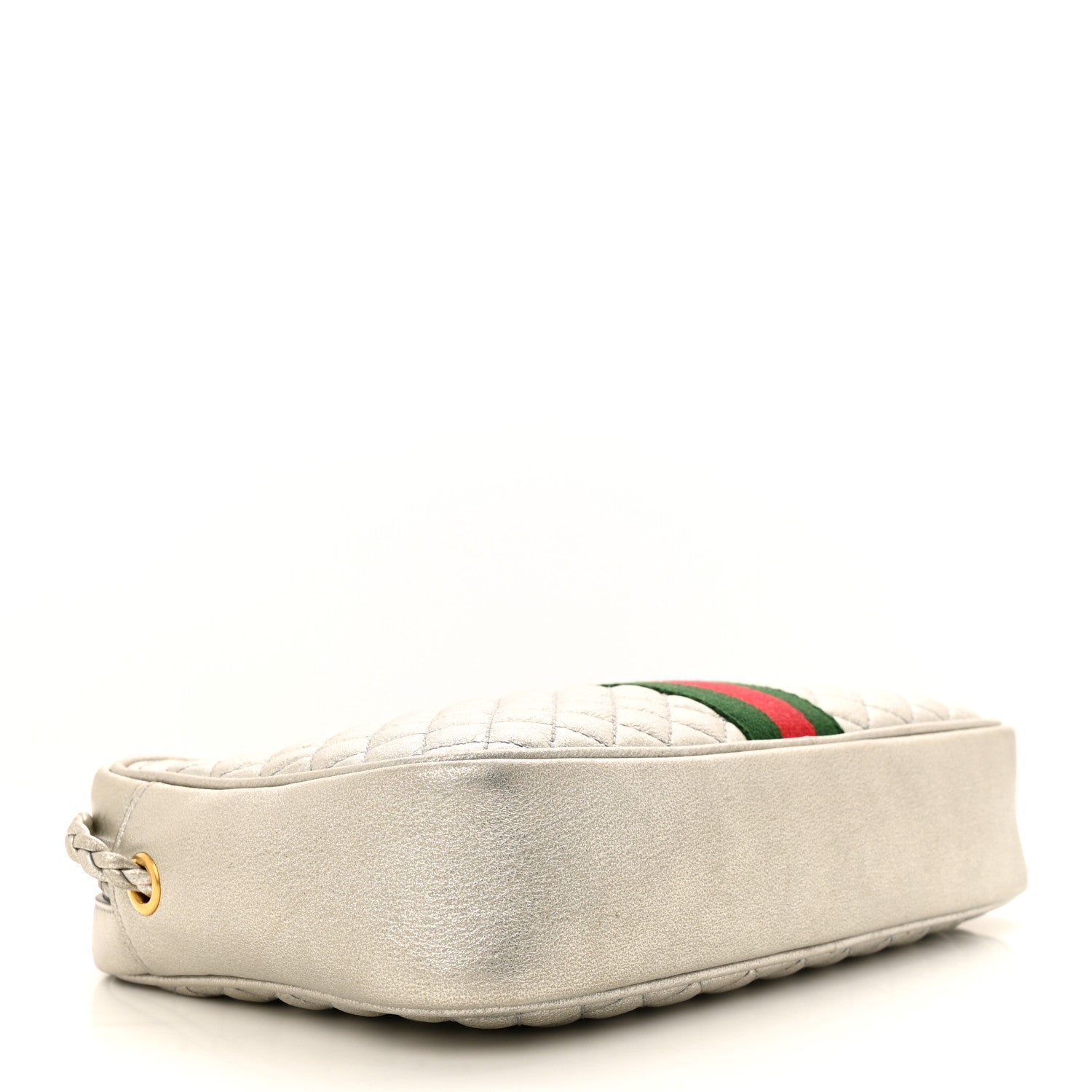Gucci Laminated Nappa Web Trapuntata Small GG Shoulder Bag Argento 4 of 14