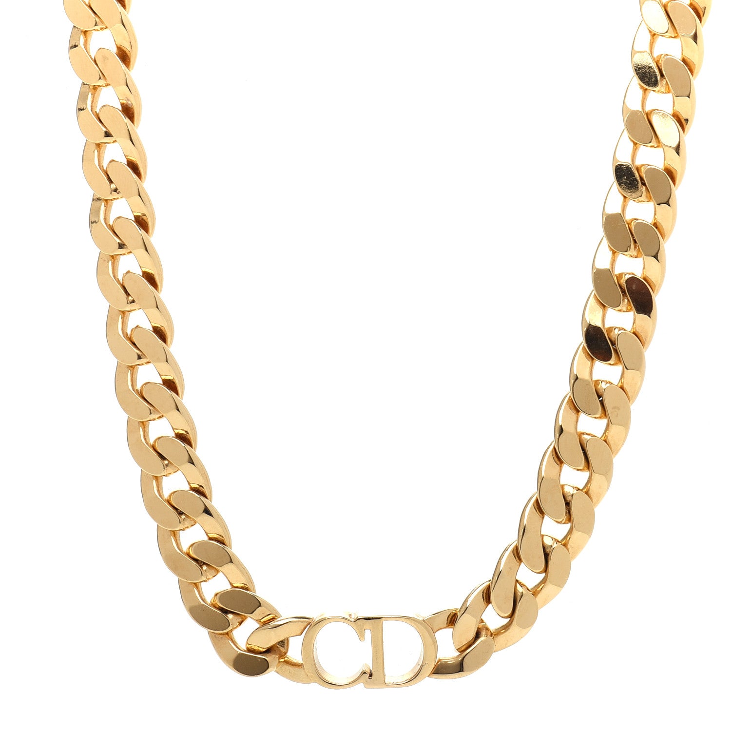 Christian Dior Metal CD Choker Necklace Gold 1 of 6