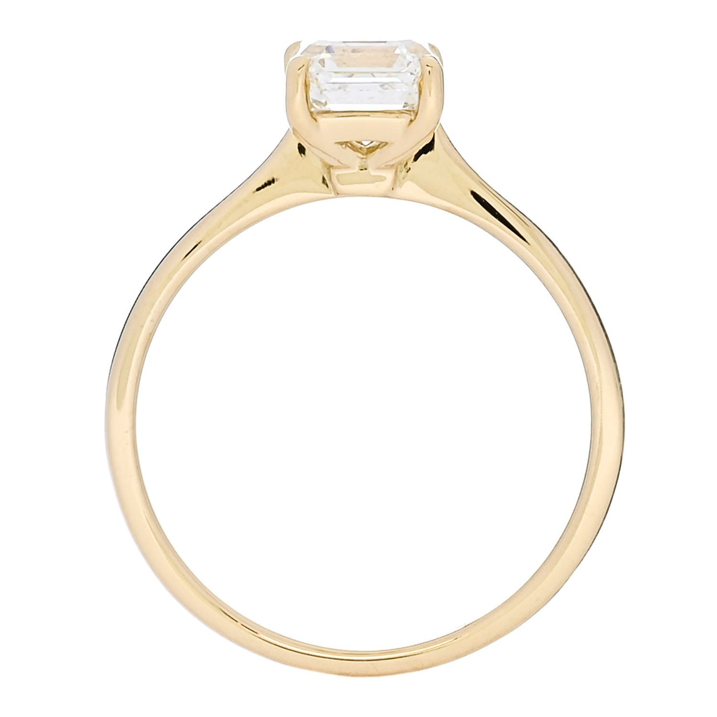 18K Yellow Gold Diamond 1.03ct Square Emerald Cut Engagement Ring  52 6