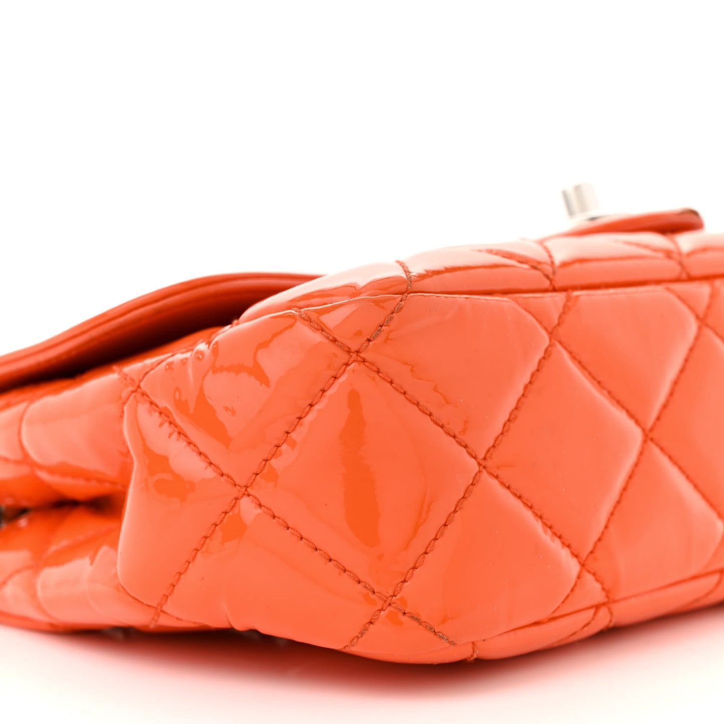 Patent Quilted Small Coco Shine Flap Orange