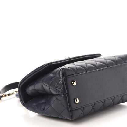 Chanel Caviar Quilted Mini Coco Handle Flap Navy Blue 8 of 10