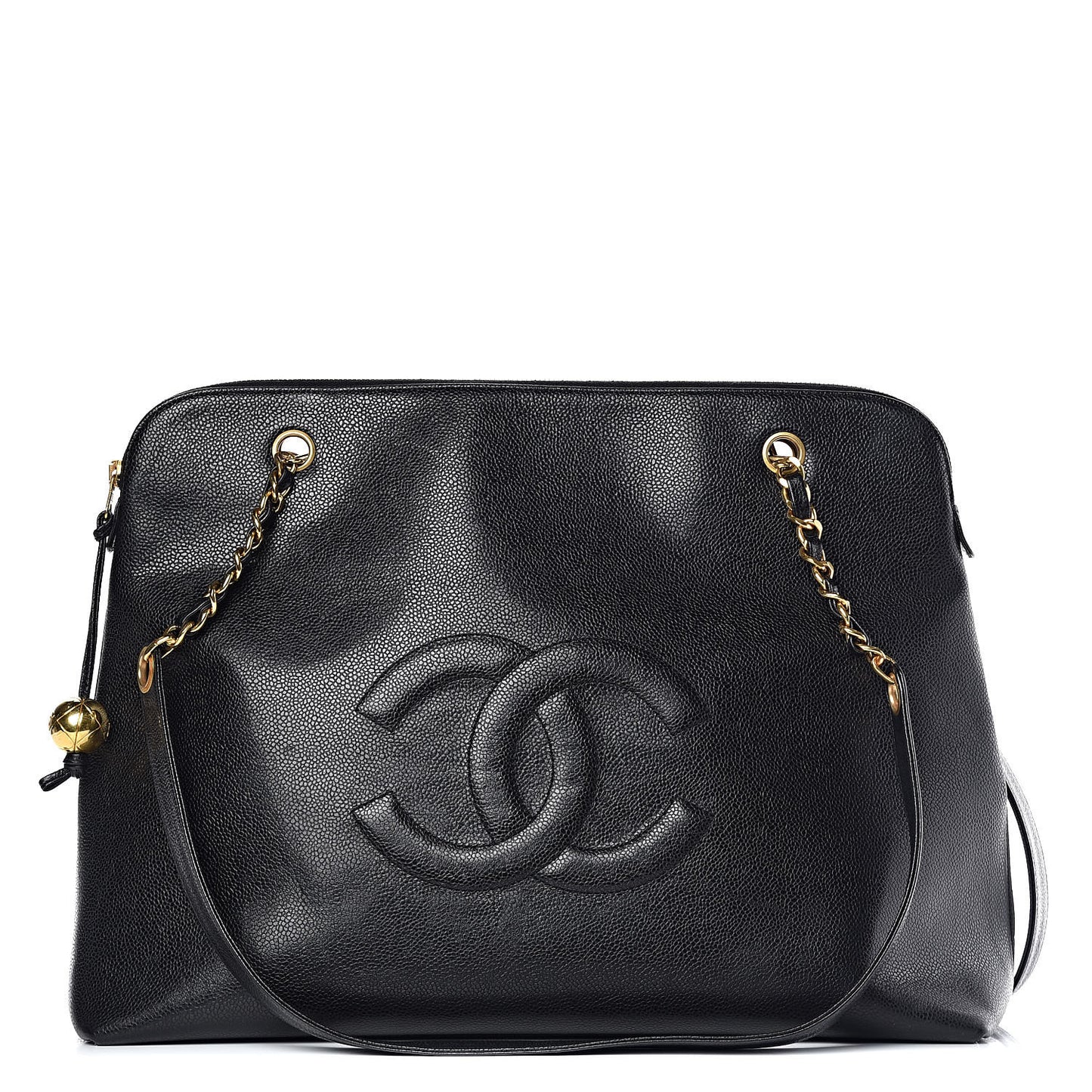 Caviar Large CC Shoulder Bag Black