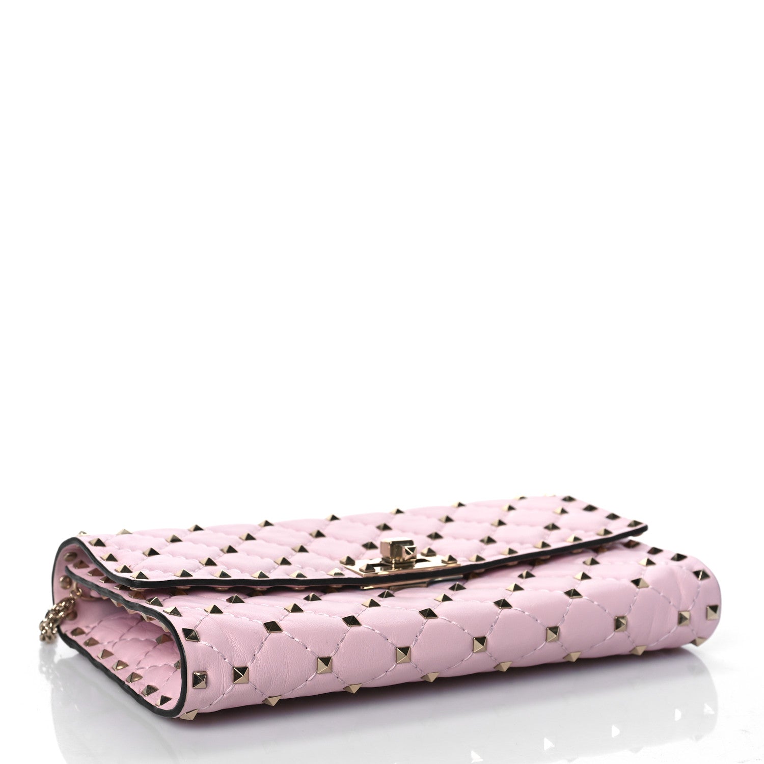 Valentino Garavani Nappa Rockstud Spike Wallet on Chain Water Rose 4 of 9