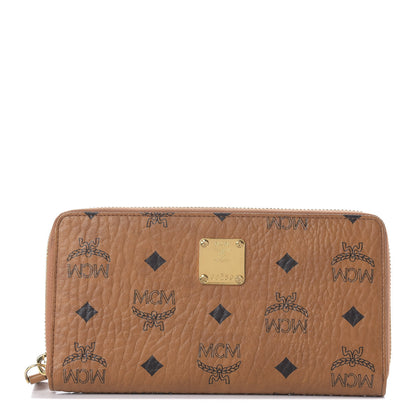 MCM Visetos Large Zip Around Wallet Cognac 1 of 6