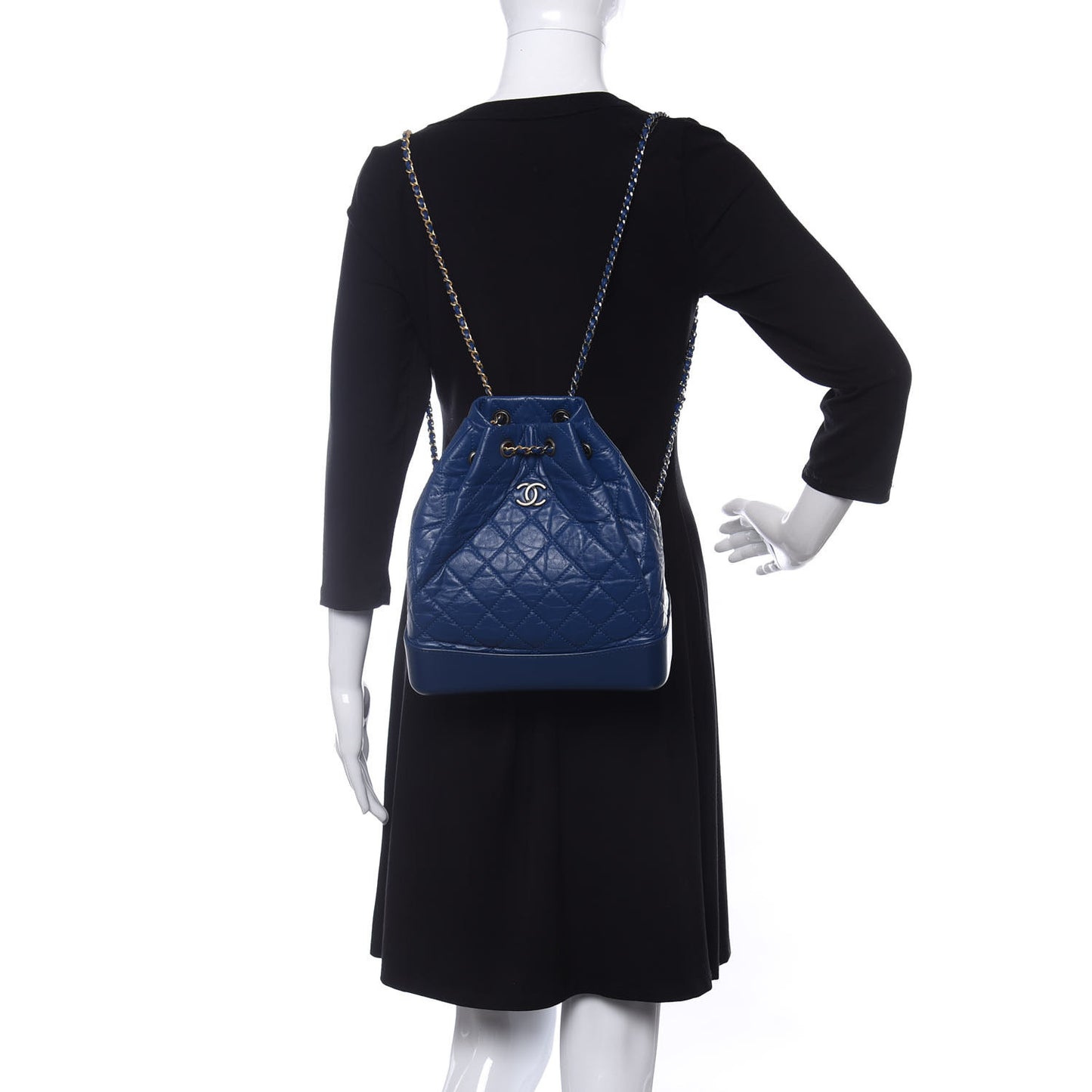 Aged Calfskin Quilted Gabrielle Backpack Blue