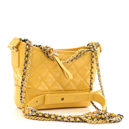 Chanel Patent Goatskin Quilted Small Gabrielle Hobo Yellow 3 of 10