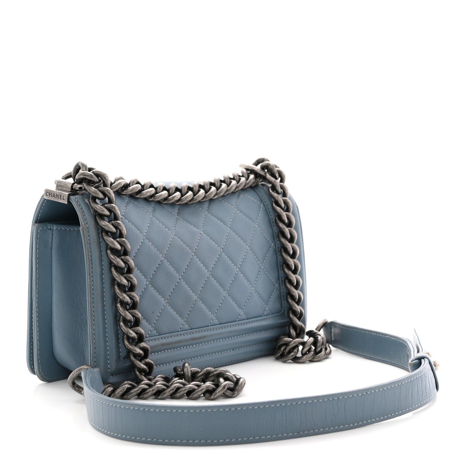 Chanel Lambskin Quilted Small Boy Flap Light Blue 3 of 13