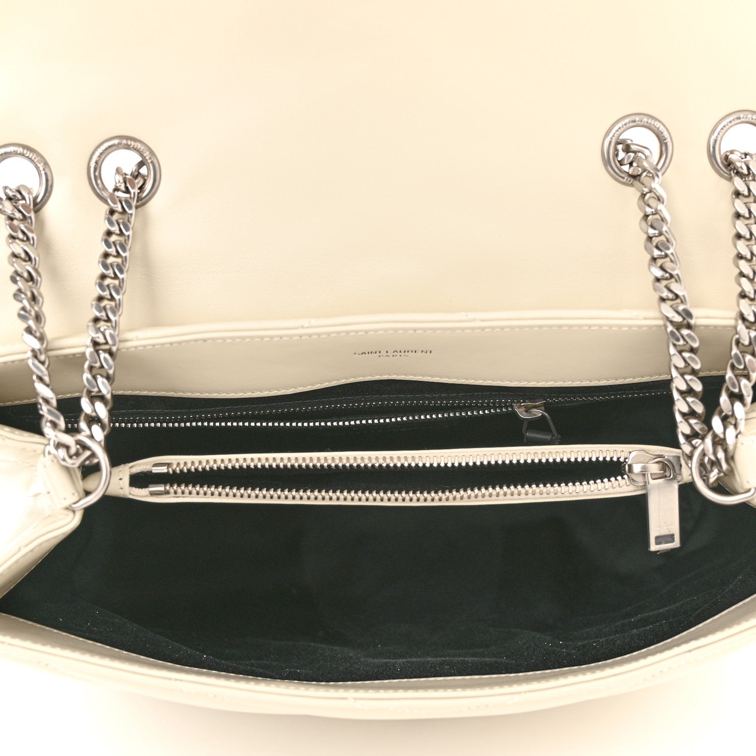 Saint Laurent Calfskin Y Quilted Monogram Medium Loulou Chain Satchel Crema Soft 5 of 11