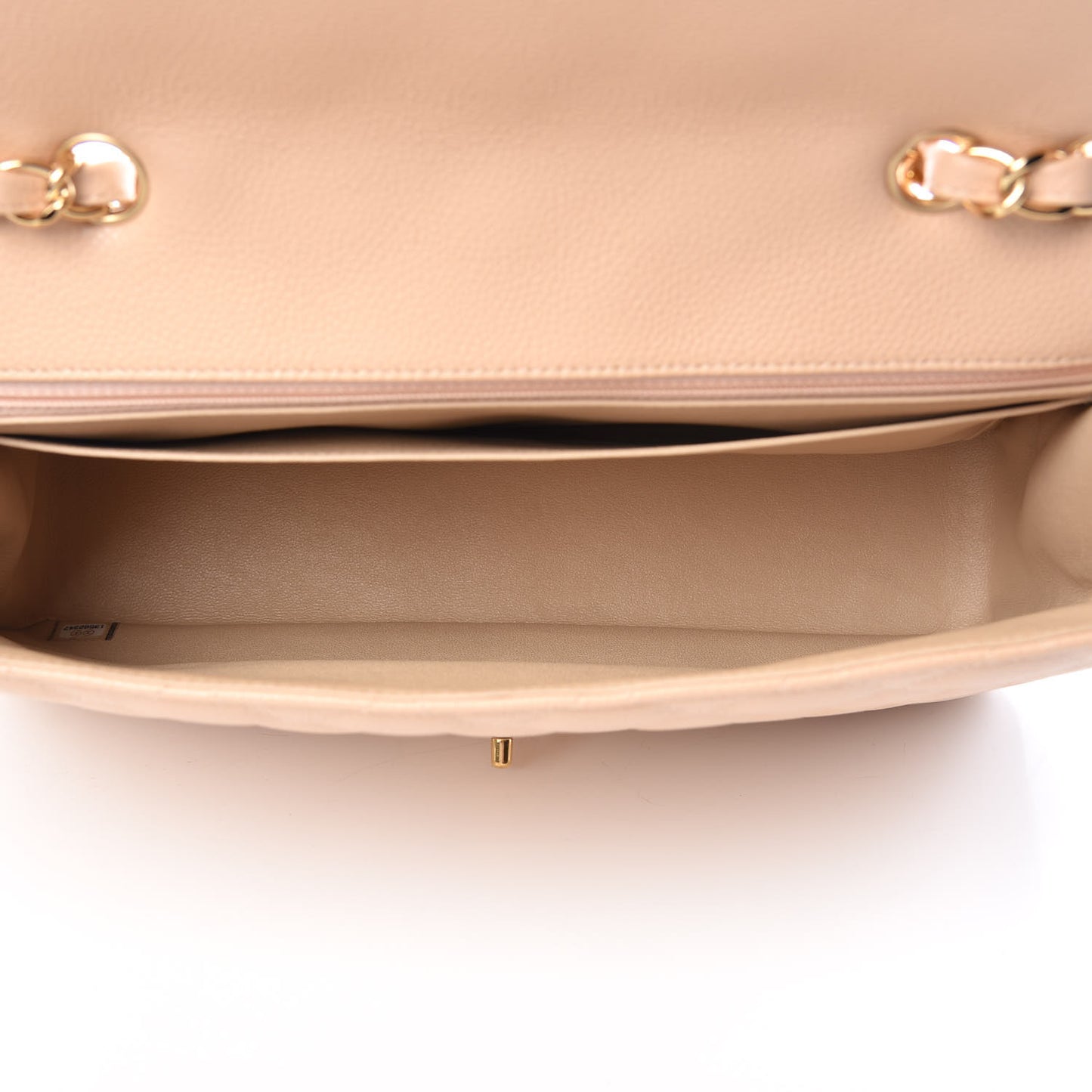 Caviar Quilted Jumbo Single Flap Beige Clair