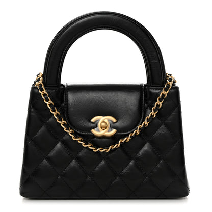 Chanel Shiny Aged Calfskin Quilted Nano Kelly Shopper Black 1 of 10