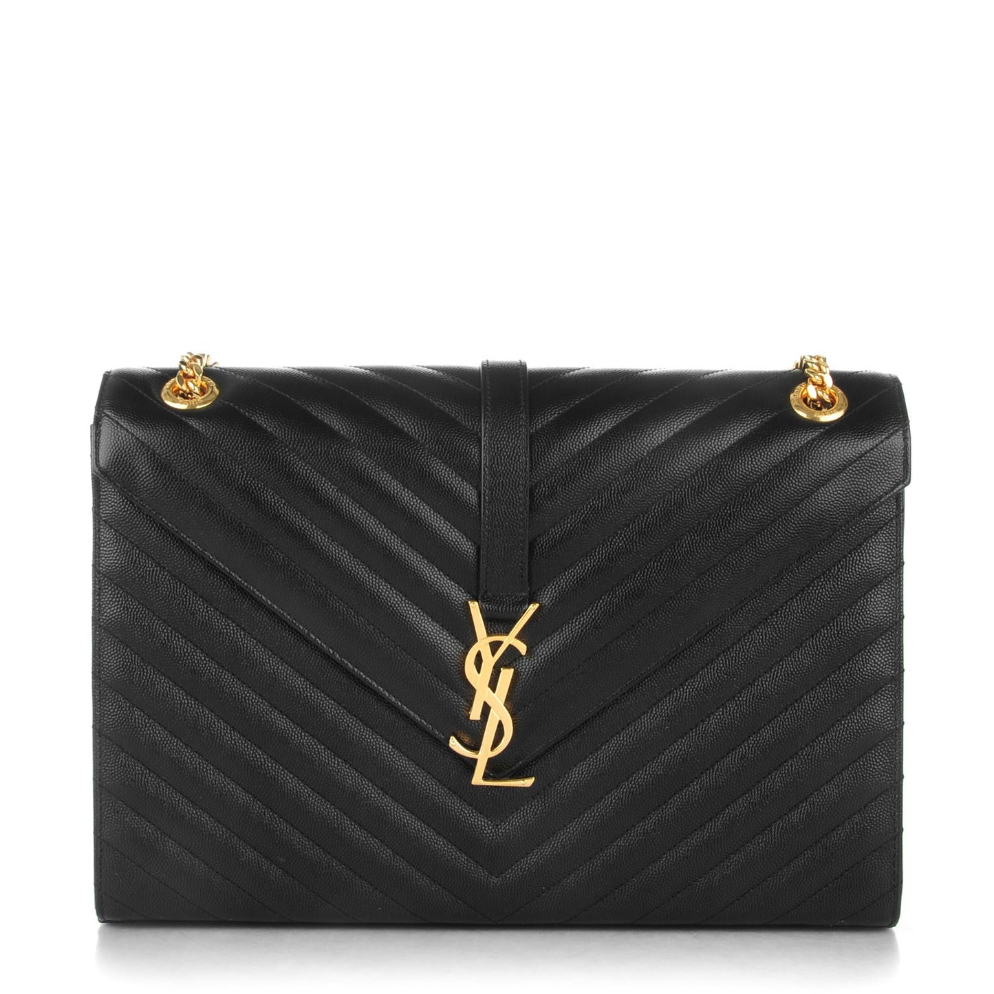 Grain De Poudre Matelasse Chevron Large Monogram Satchel Black