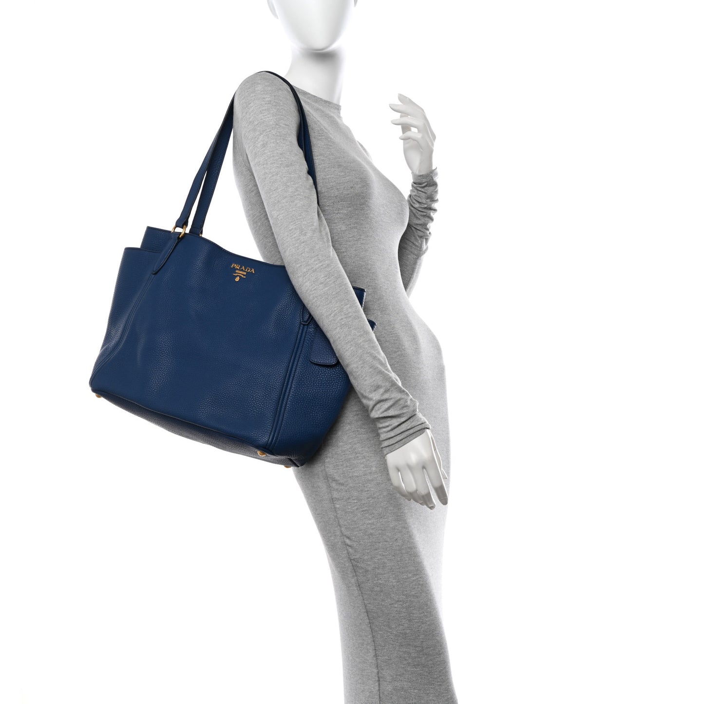 Vitello Daino Side Pocket Tote Bluette