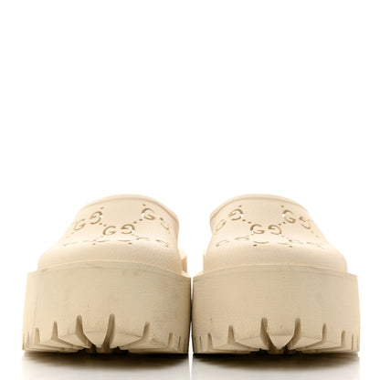 Gucci Rubber GG Monogram Perforated Elea Platform 55mm Lug Sole Sandals 36 Mystic White 2 of 9