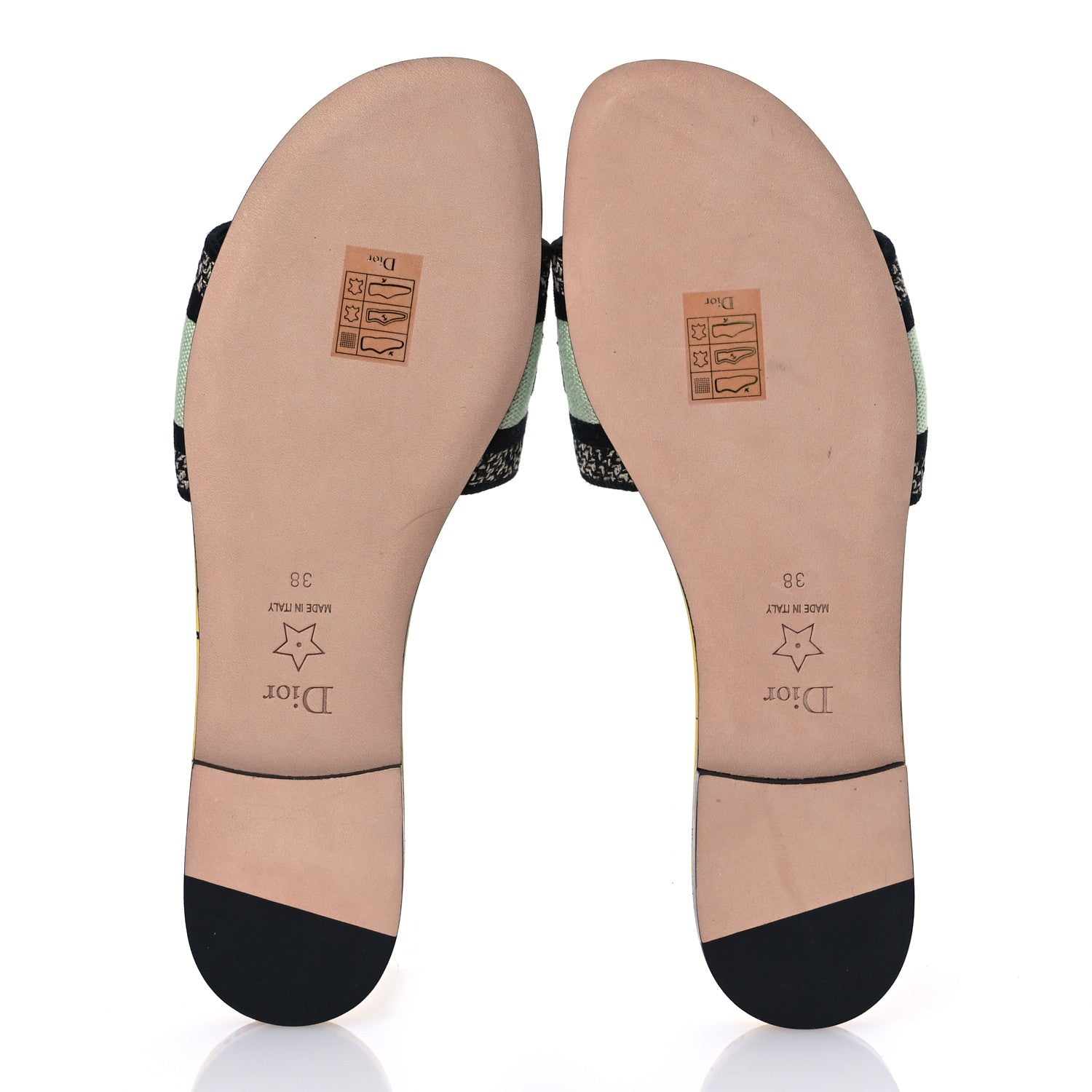 Christian Dior Canvas Embroidered Zodiac Mules Slide Sandals 38 Yellow Multicolor 7 of 11