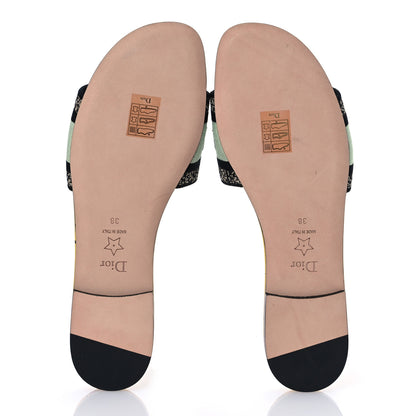 Christian Dior Canvas Embroidered Zodiac Mules Slide Sandals 38 Yellow Multicolor 7 of 11