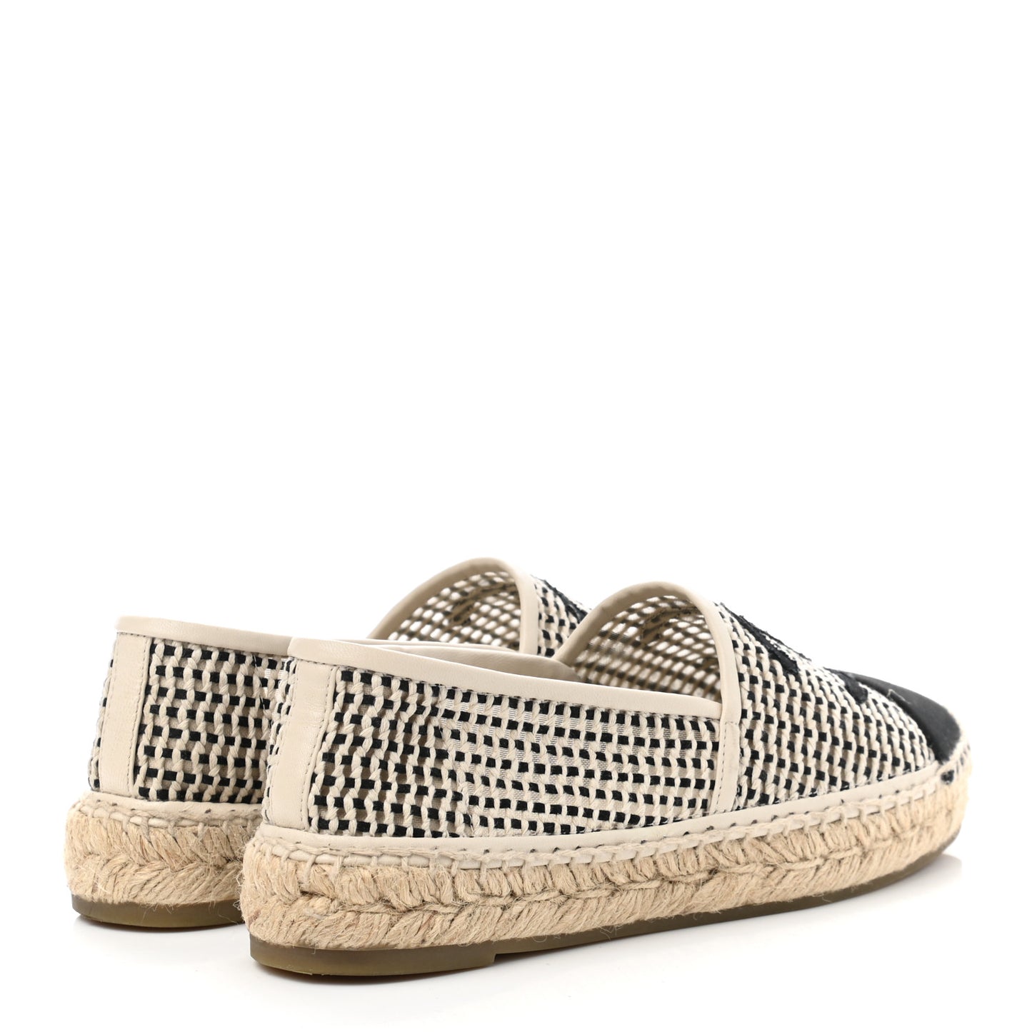 Mesh Grosgrain CC Espadrilles 37 Beige Black