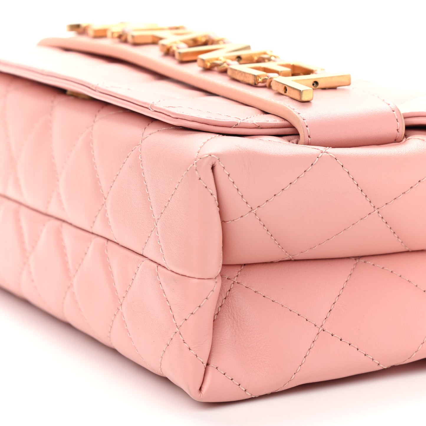 Calfskin Quilted Enchained Flap Light Pink
