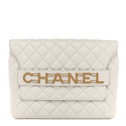 Chanel Calfskin Quilted Enchained Clutch White 1 of 8