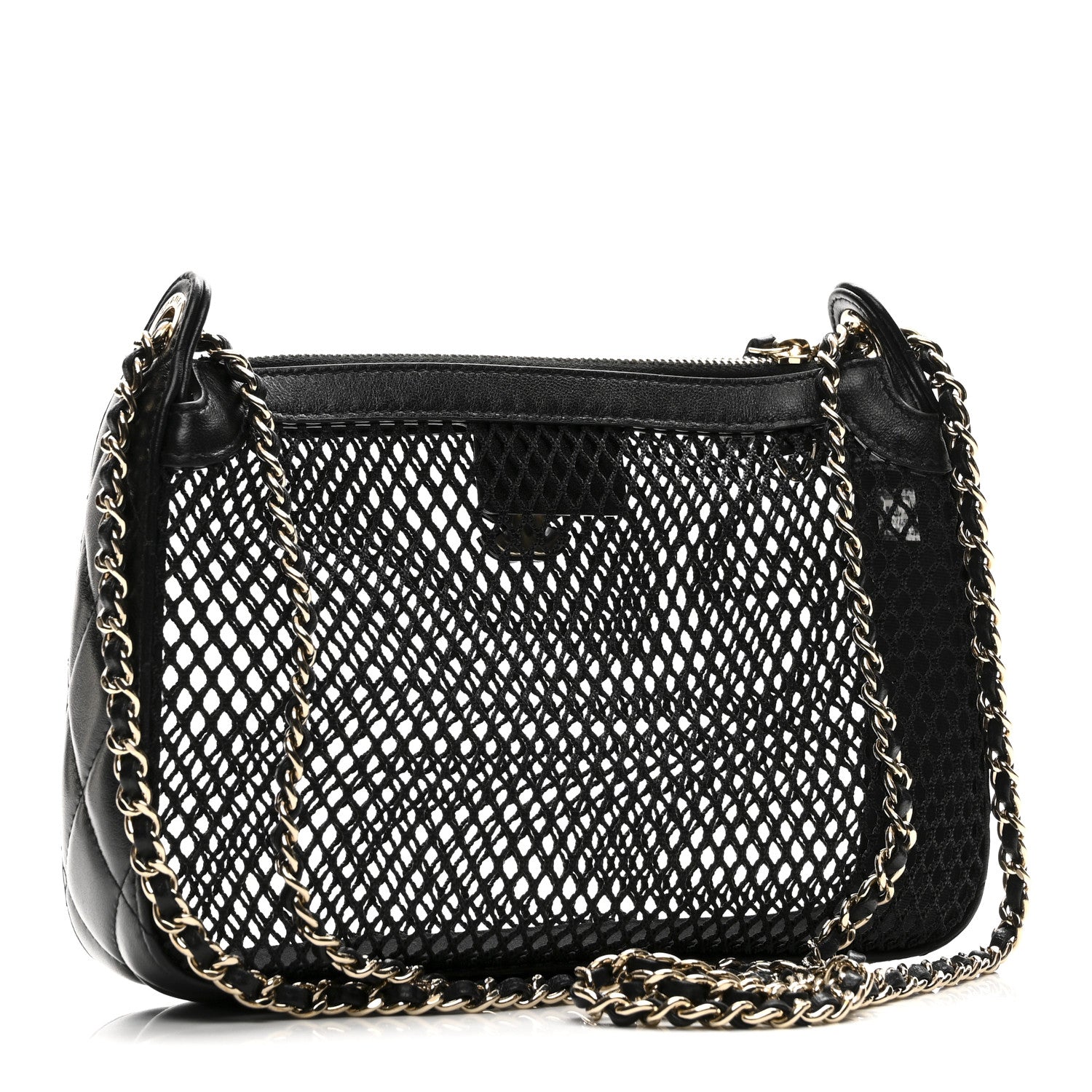 Chanel Mesh Shiny Lambskin Clutch With Chain Black 4 of 15
