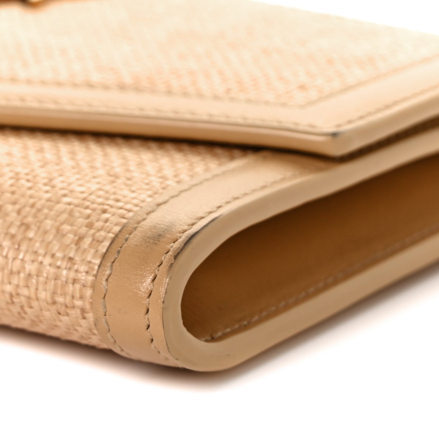 Micro Raffia Monogram Uptown Chain Wallet Natural Hay Blush