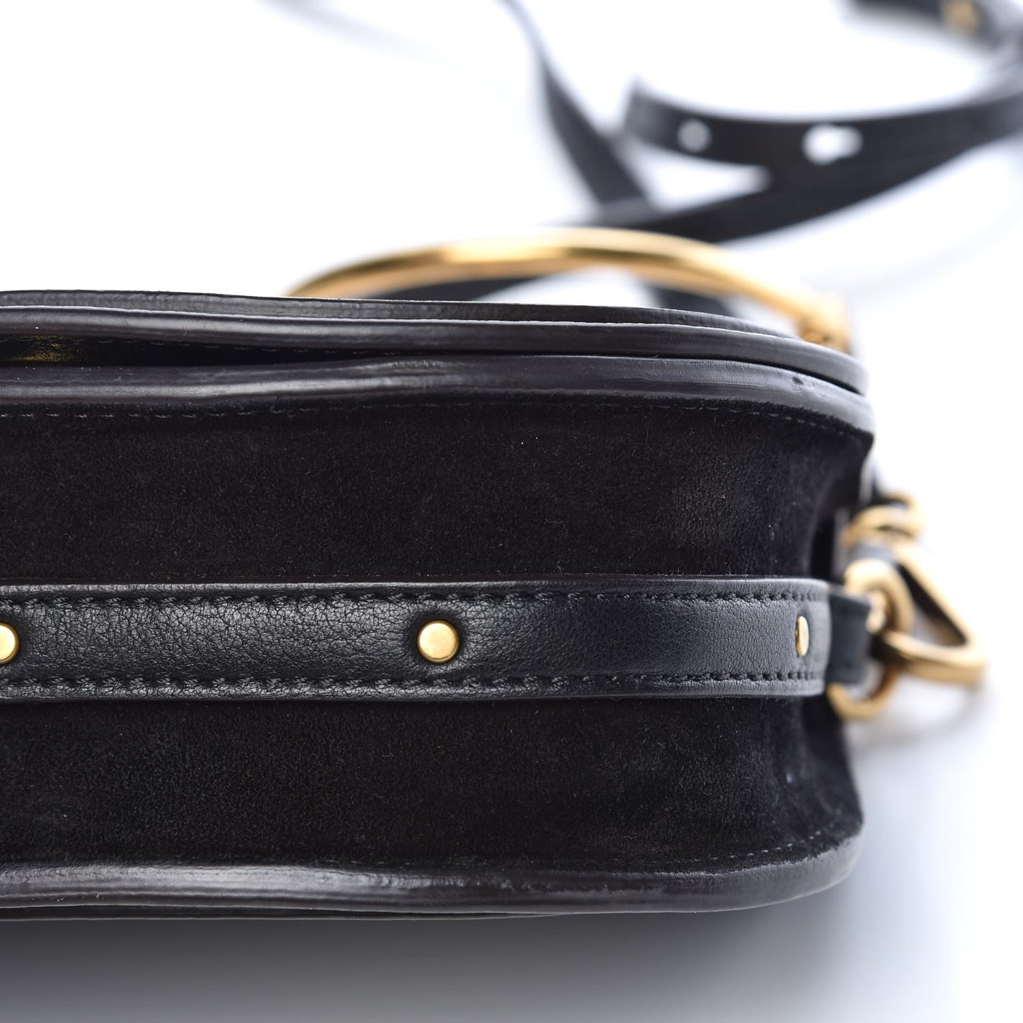 Calfskin Suede Small Nile Bracelet Bag Black