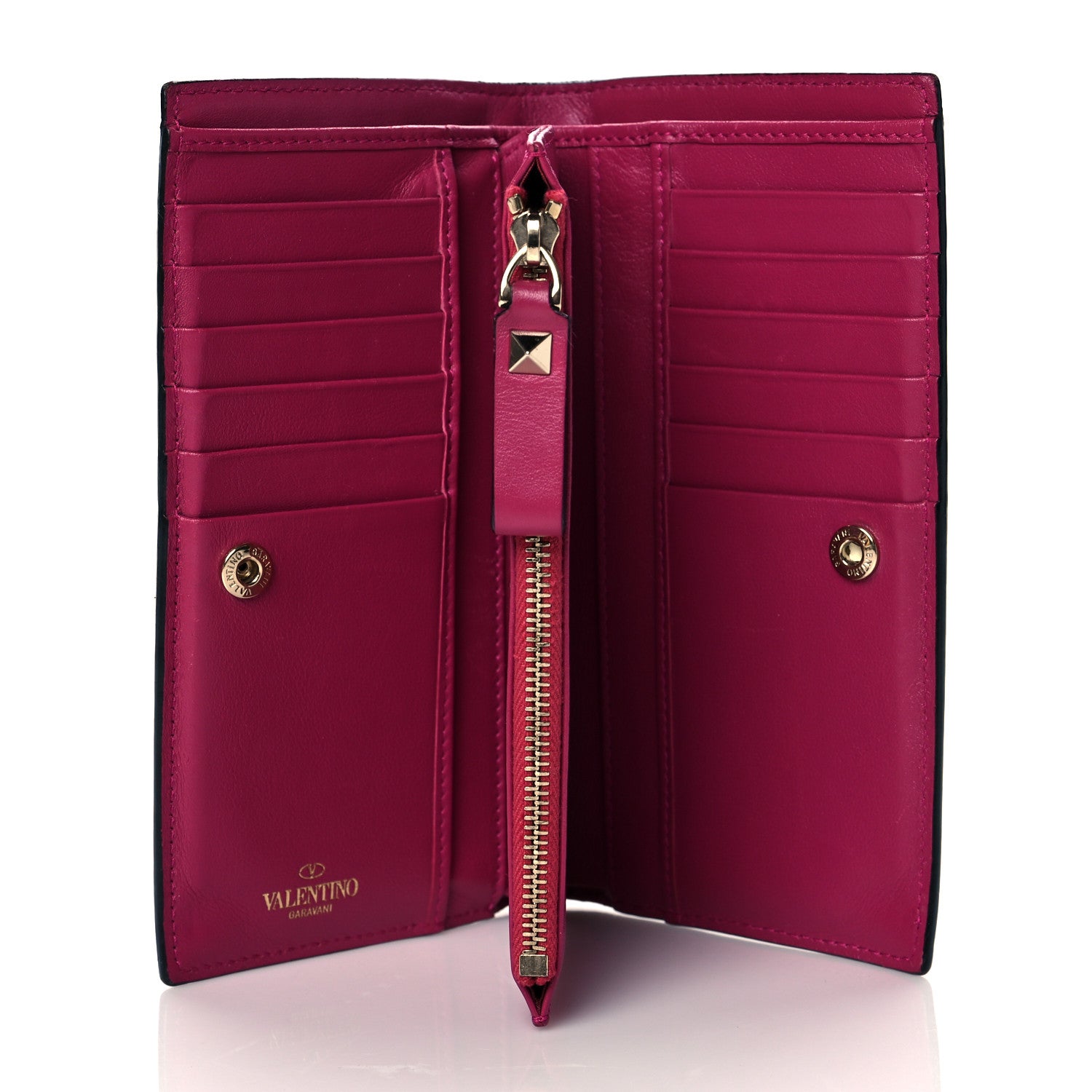 Valentino Garavani Calfskin Rockstud Continental Wallet Deep Cyclamin 5 of 6