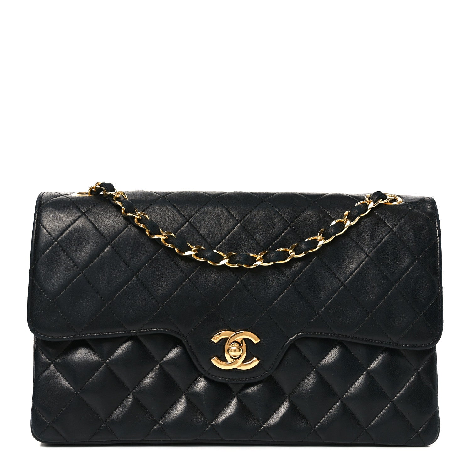 Chanel Lambskin Quilted Medium Double Flap Black 1 of 11
