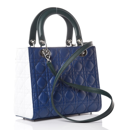 Christian Dior Lambskin Cannage Medium Tri-Color Lady Dior Blue Celeste Deep Green 4 of 10