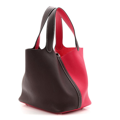 Hermes Taurillon Clemence Casaque Picotin Lock 18 PM Rouge Sellier Framboise 3 of 10