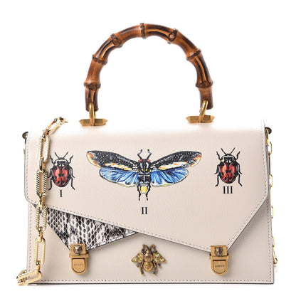 Gucci Calfskin Snakeskin Studded Small Ottilia Top Handle Bag White 1 of 12