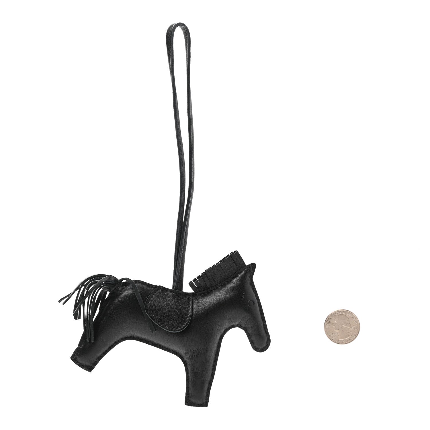 Hermes Milo Lambskin Grigri Rodeo Horse Bag Charm MM So Black 2 of 6
