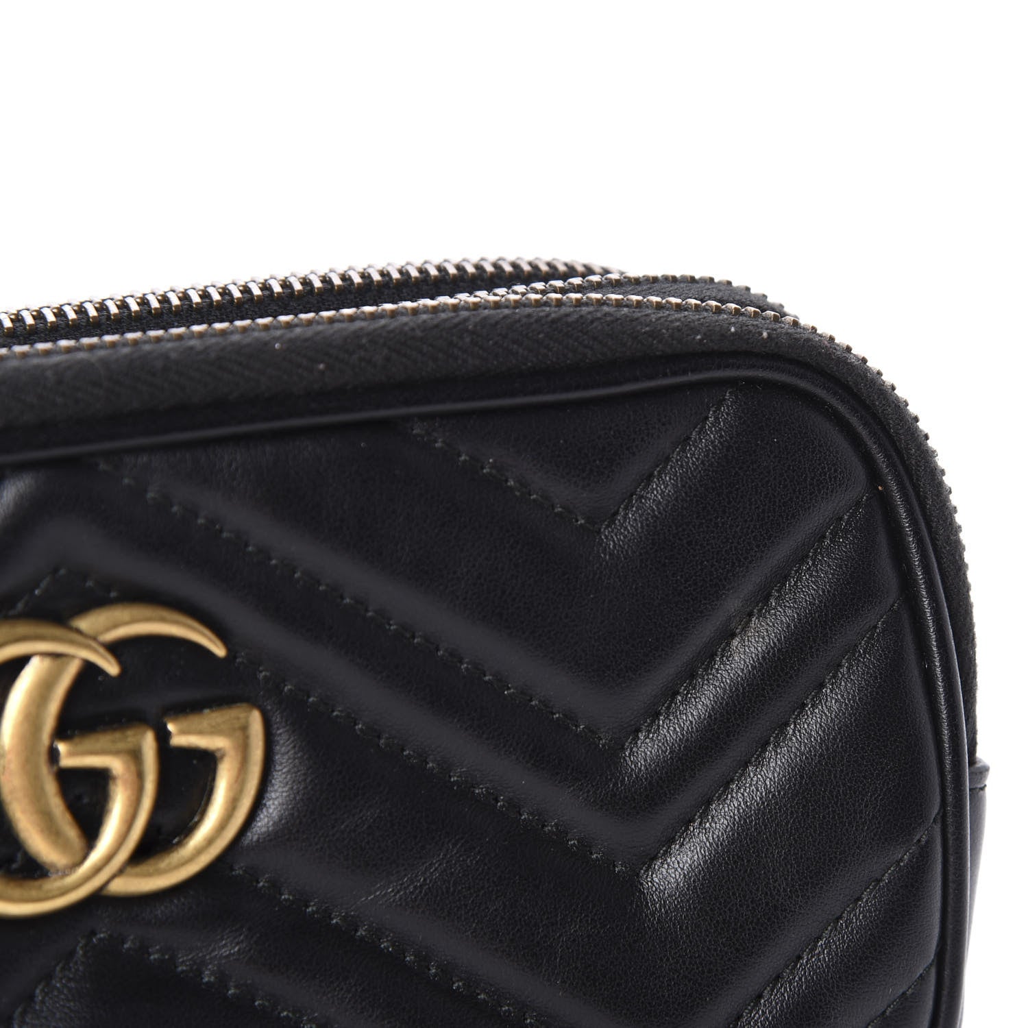 Gucci Calfskin Matelasse Mini GG Marmont Chain Crossbody Bag Black 10 of 13