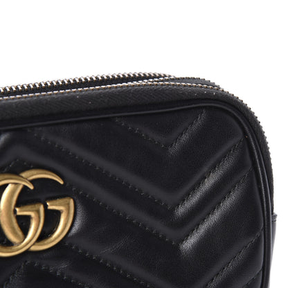 Gucci Calfskin Matelasse Mini GG Marmont Chain Crossbody Bag Black 10 of 13