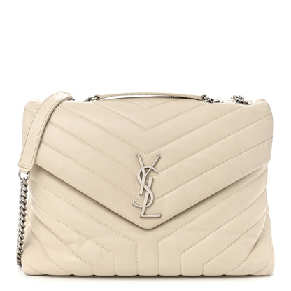 Saint Laurent Calfskin Y Quilted Monogram Medium Loulou Chain Satchel Crema Soft 1 of 12