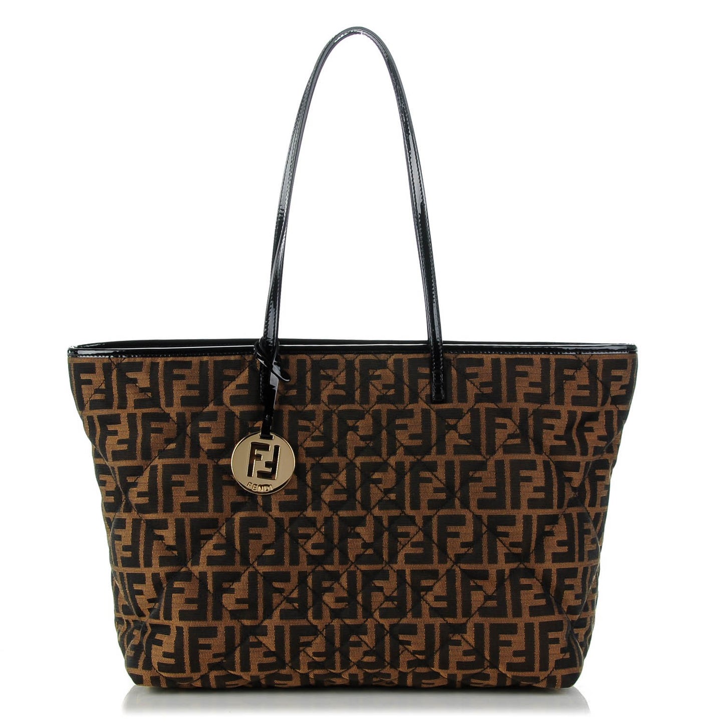 Zucca Quilted Medium Roll Tote Tobacco Black