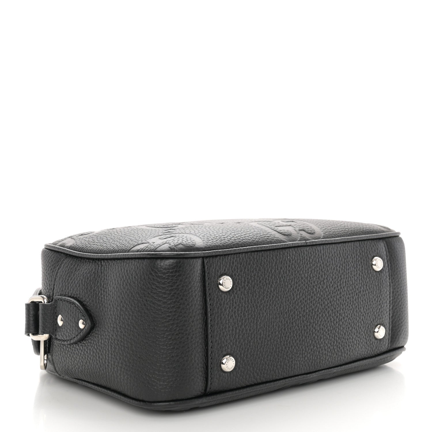 Gucci Piuma Calfskin Jumbo GG Embossed Medium Messenger Bag Black 4 of 10